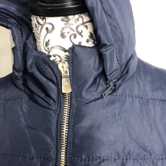 Contempo Coat Blue Cinch Waist Belt Pockets Zip M Puffer - Picture 3 of 7